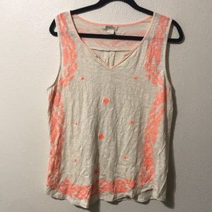 Cream and orange embroidered tank!